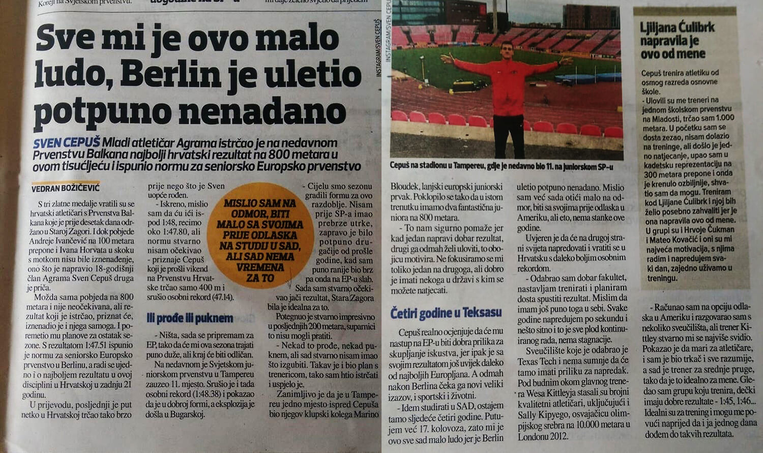 Sportske novosti - Sven Cepuš, 2018.